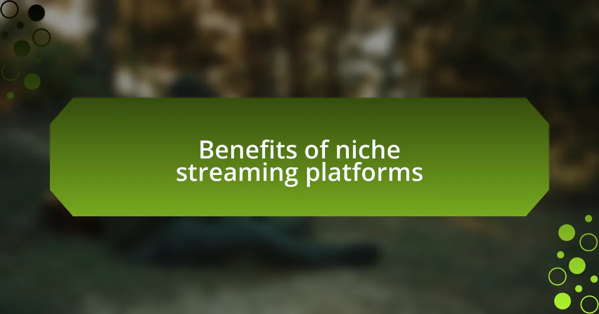 Benefits of niche streaming platforms