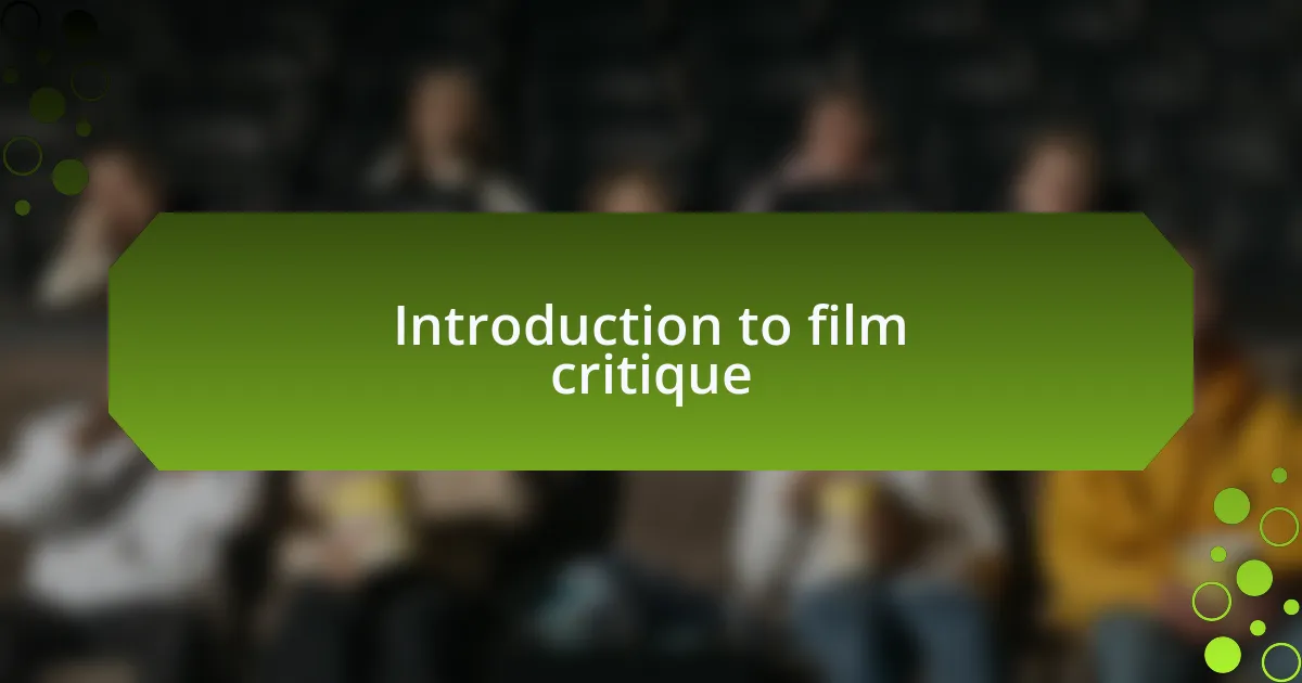 Introduction to film critique