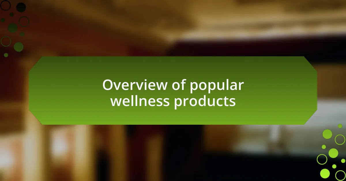 Overview of popular wellness products