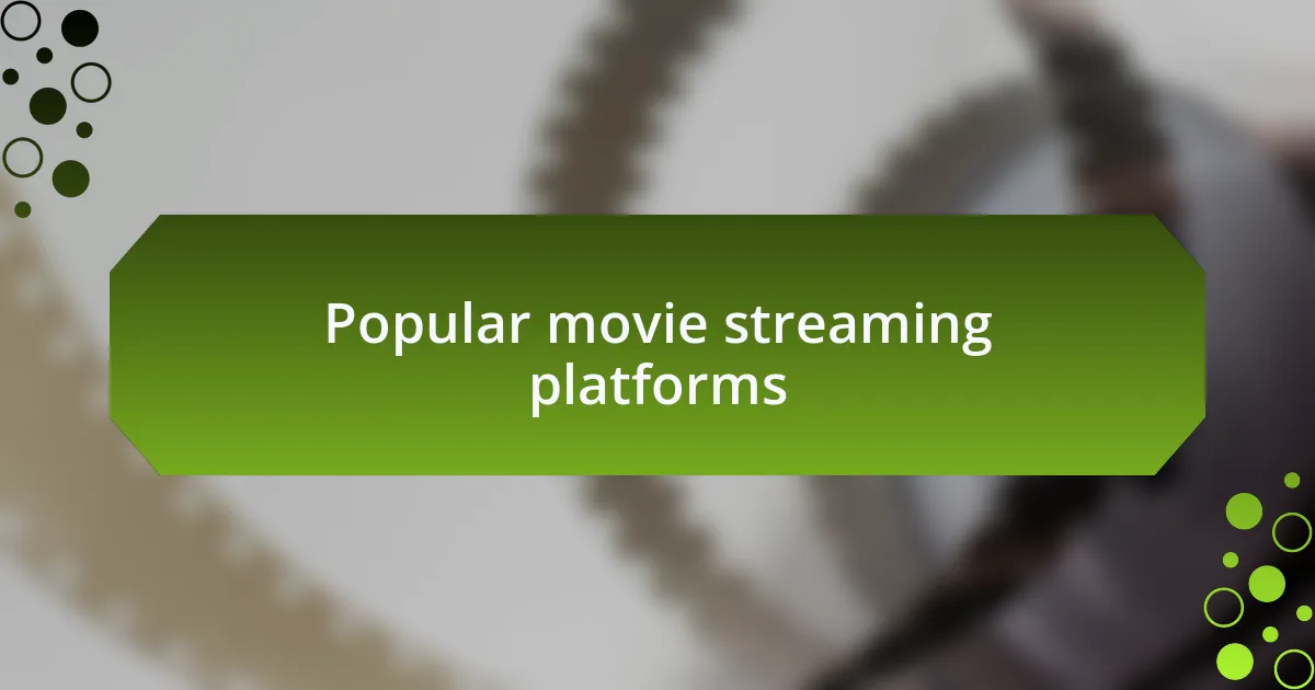 Popular movie streaming platforms